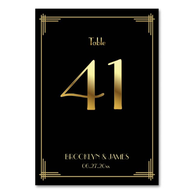 Numeração De Mesa Excelente Gatsby Art Deco Tabela Número 41 Preto D (Frente)