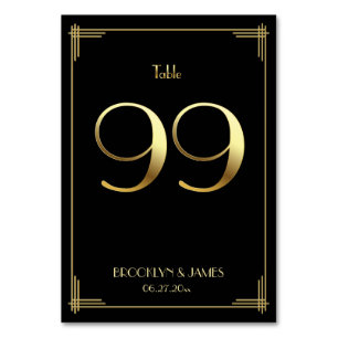 Numeração De Mesa Excelente Gatsby Art Deco Table 99 Dourado Black