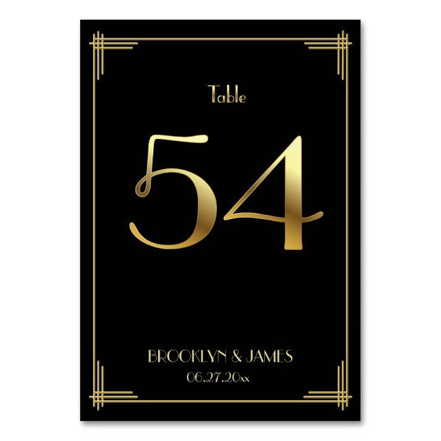 Numeração De Mesa Excelente Gatsby Art Deco Table Número 54 Dourado  (Frente)