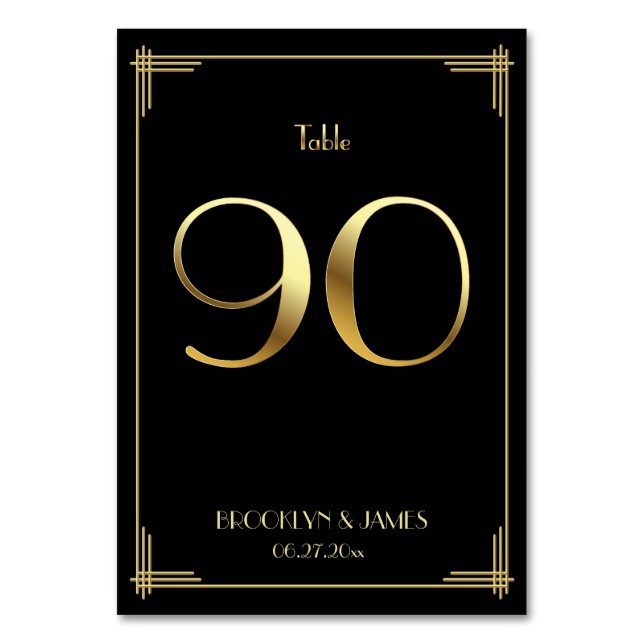 Numeração De Mesa Excelente Gatsby Art Deco Table Número 90 Dourado  (Frente)