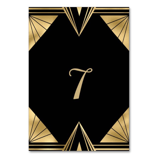 Numeração De Mesa Excelente Gatsby Black and gold Wedch Table Number (Frente)