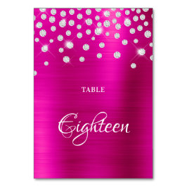 Numeração De Mesa Faaux Silver Diamantes Rosa Quente Folha-de-Sataná