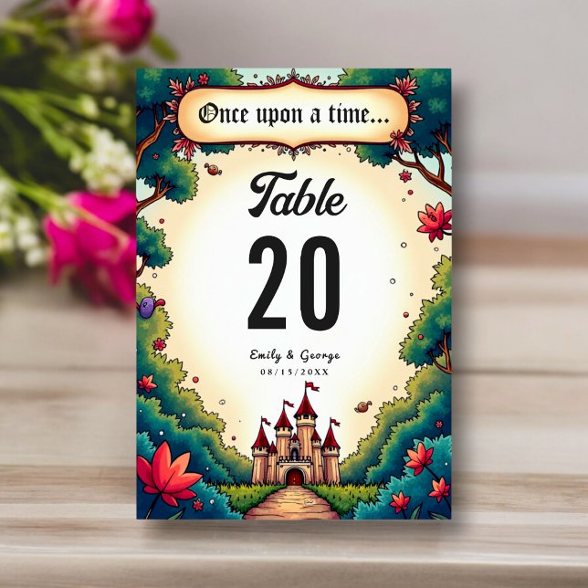 Numeração De Mesa Fairytale Uma Vez Em Um Casamento De Woodland Cast (Criador carregado)
