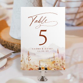 Numeração De Mesa Fall Watercolor Wildflower Mountain Rustic Wedding