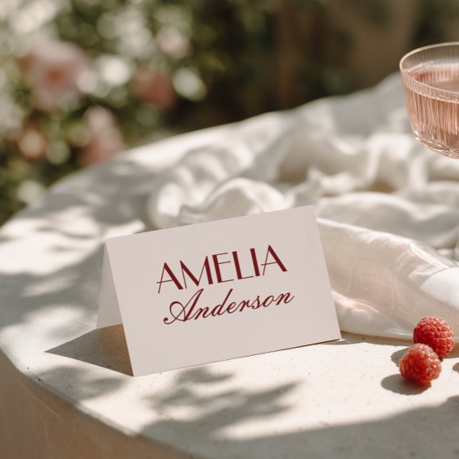 Numeração De Mesa Fancy Burgundy Cream Classy Wedding Place Cards (Criador carregado)