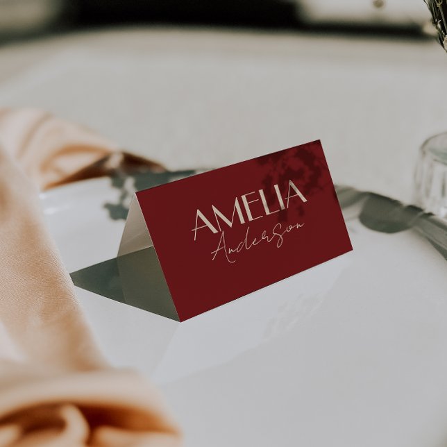 Numeração De Mesa Fancy Deep Red Cream Old Money Wedding Place Cards (Criador carregado)