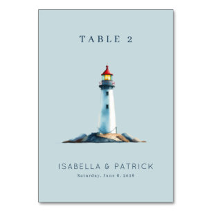 Numeração De Mesa Faro em Aquarela Azul Tranquilo