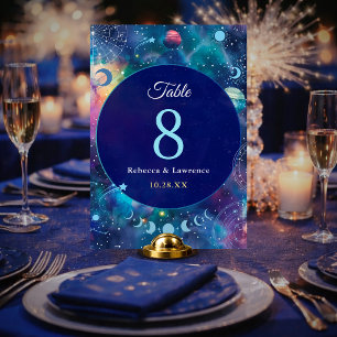 Numeração De Mesa Fases da lua celeste do casamento da galáxia moder