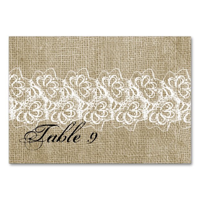 Numeração De Mesa Faux Burlap e Lace (Frente)