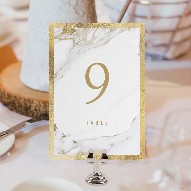 Numeração De Mesa Faux dourado mármore moderno da mesa de casamento (Faux gold foil marble modern wedding table number)