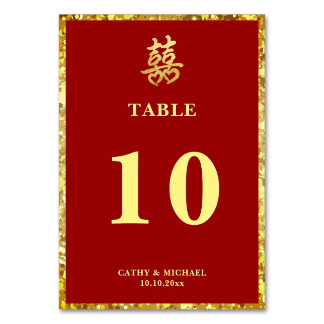 Numeração De Mesa Felicidade dupla do casamento chinês coração verme (Frente)