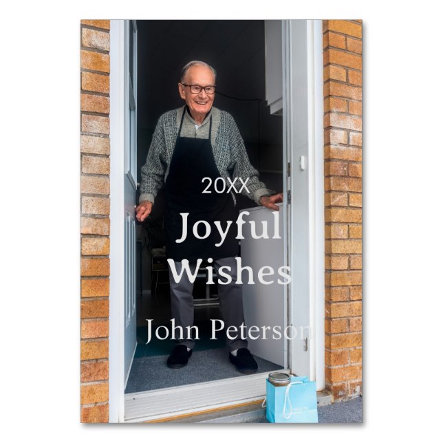 Numeração De Mesa Felicidades adicionam nome foto homem feriado ano  (Frente)