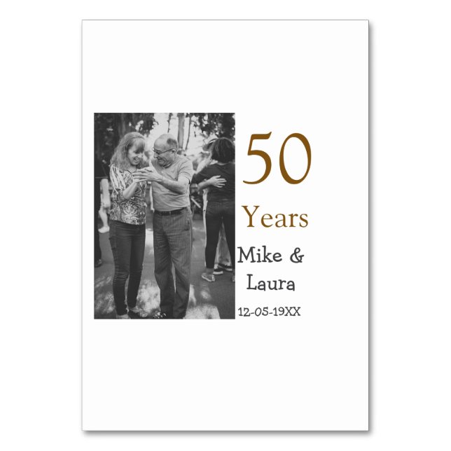 Numeração De Mesa Feliz 50º aniversário adicionar nome do casal data (Frente)