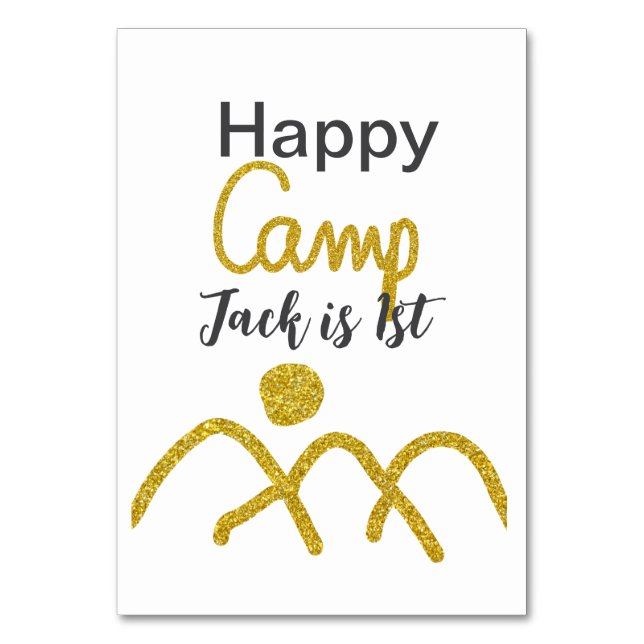 Numeração De Mesa Feliz acampamento de um aniversário crianças ouro  (Frente)