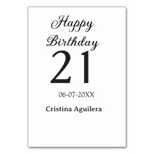 Numeração De Mesa Feliz aniversário de 21 anos letra negrito simples