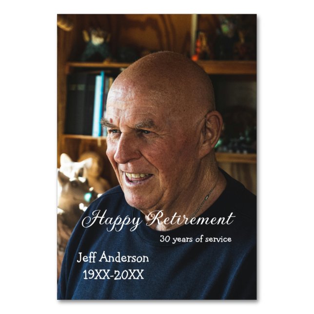 Numeração De Mesa Feliz aposentadoria adicione nome foto anos de ser (Frente)