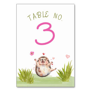 Numeração De Mesa Feliz Chá de fraldas do Hedgehog Garden