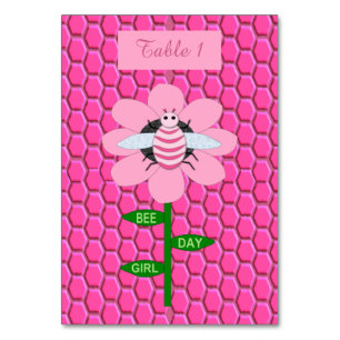 Numeração De Mesa Feliz Dia da Abelha Menina Rosa Bumblebee de Anive