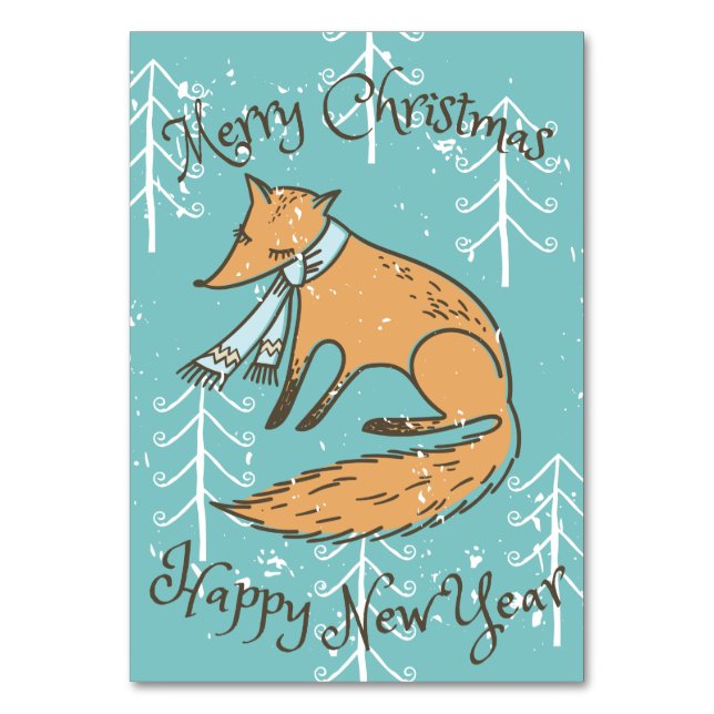 Numeração De Mesa Feliz Natal Fox Cozy (Frente)