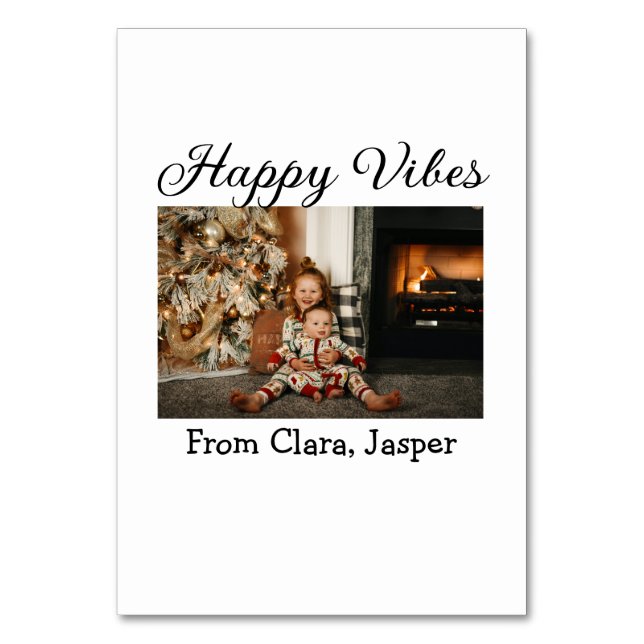 Numeração De Mesa Feliz vibes crianças foto de Natal da família Conv (Frente)