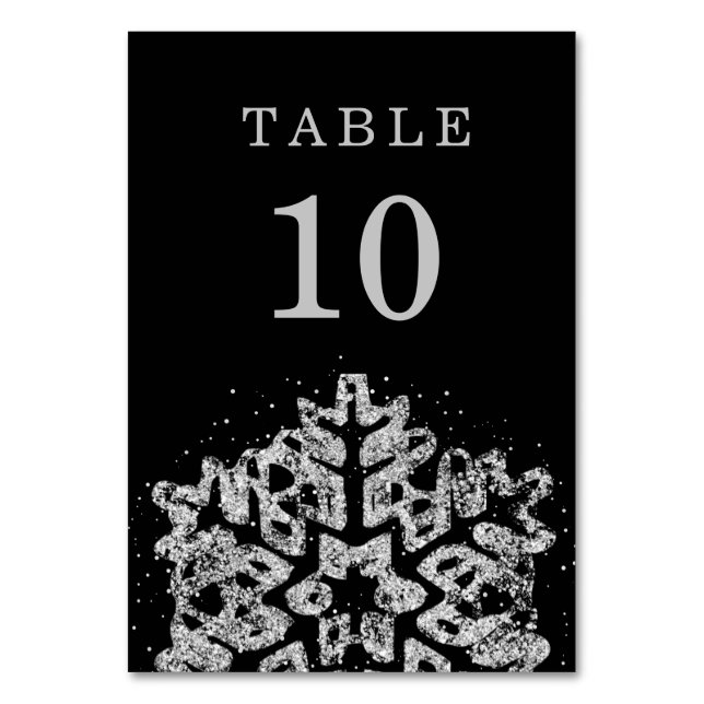 Numeração De Mesa Feriado de inverno Casamento de prata preto (Frente)