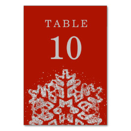 Numeração De Mesa Feriado Simples de Natal Vermelho prateado