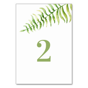 Numeração De Mesa Fern verde-aquarela. Casamento botânico verde