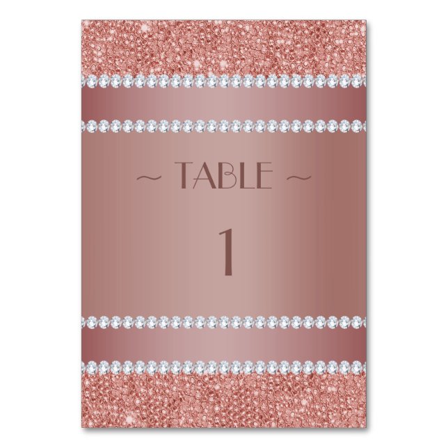 Numeração De Mesa Festa de Aniversário com Rosa Dourado e Gema de Di (Frente)