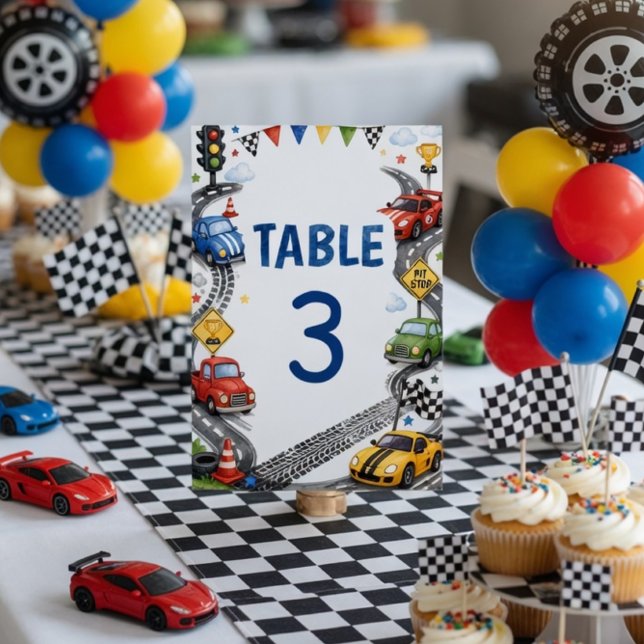 Numeração De Mesa Festa de Aniversário de Carro de Corrida  (Criador carregado)