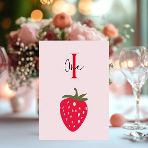 Numeração De Mesa Festa de aniversário rosa e vermelha com morango