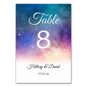 Numeração De Mesa Festa de casamento de Nebulosa Rosa e Roxo