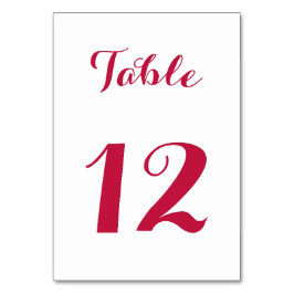Numeração De Mesa Festa de casamento Vermelho Branco Chic Script Ele