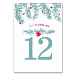 Numeração De Mesa Festa de Natal azul de abeto vermelho natal