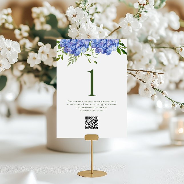 Numeração De Mesa Festa de Noivado com Hortênsias Azuis  (Criador carregado)