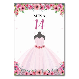 Numeração De Mesa Festa de Vestido de Quinceanera Floral Rosa