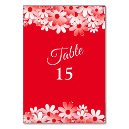 Numeração De Mesa Festa Floral Branca Vermelha Elegante