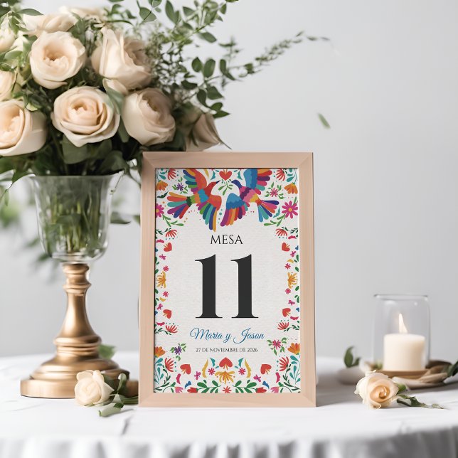 Numeração De Mesa Festa Floral Moderna Casamento Espanhol (Fiesta Colorful Floral Modern Boda Spanish Wedding Table Number)