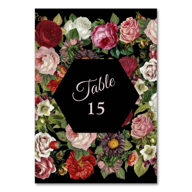 Numeração De Mesa Festa Floral Verde Roxo Vermelho Rústico Preto (Frente)
