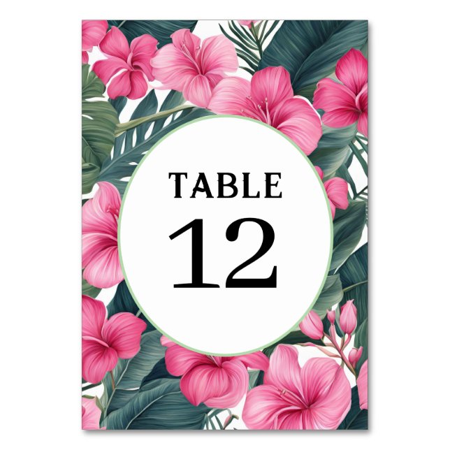 Numeração De Mesa Festa Tropical Rosa Casamento Estampa Floral (Frente)