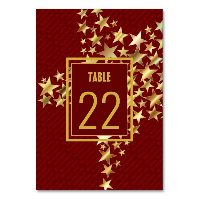 Numeração De Mesa FESTIVE STARS Abençoações de Feriado Personalizáve (Frente)