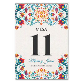 Numeração De Mesa Fiesta Colorful Botanical Floral Spanish Wedding