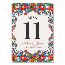 Numeração De Mesa Fiesta Colorful Flowers Botanical Spanish Wedding