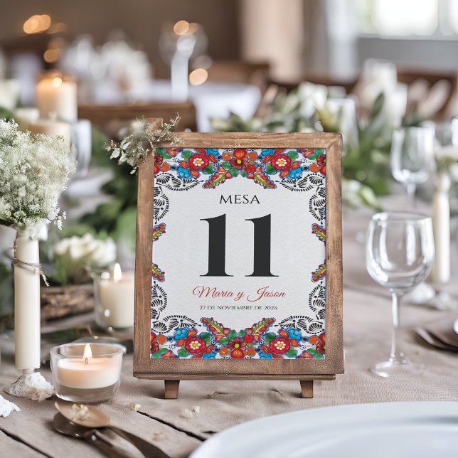 Numeração De Mesa Fiesta Colorful Flowers Botanical Spanish Wedding (Fiesta Colorful Flowers Botanical Spanish Wedding Table Number)