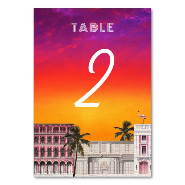 Numeração De Mesa Fila de Arco-Íris da Praia de Miami Casamento de P (Frente)