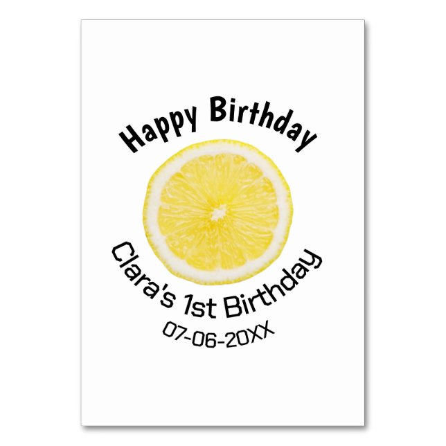 Numeração De Mesa Filhos bebês primeiro aniversario lêmon fatia adic (Frente)