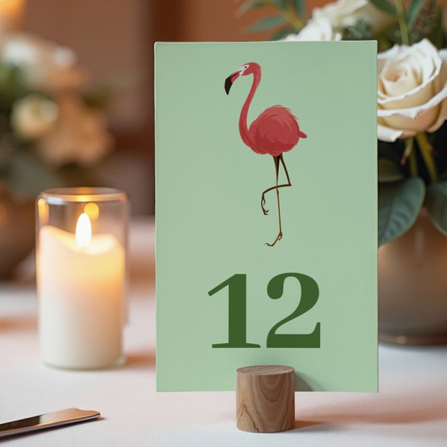 Numeração De Mesa Flamingo Tropics Coastal Green Beach Wedding (Criador carregado)
