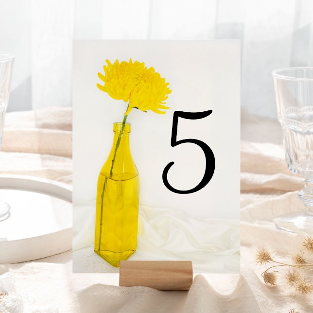 Numeração De Mesa Flor Amarelo no Casamento Vase (Criador carregado)