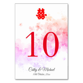 Numeração De Mesa Flor de cereja do casamento chinês vermelho