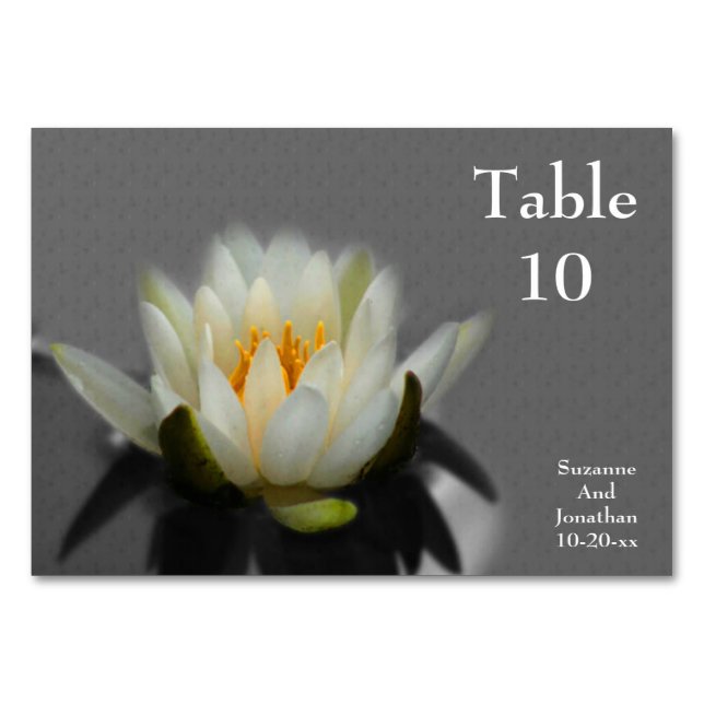 Numeração De Mesa Flor de Lotus Branco Personalizado (Frente)