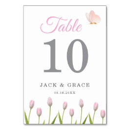 Numeração De Mesa Flor e borboleta cor-de-rosa moderno Summer Weddi